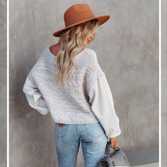 CHANDY COTTON BLEND CABLE KNIT SWEATER - Picture 2 of 14